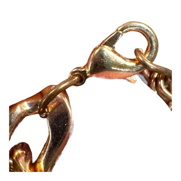 Gold-Tone Leopard Head Statement Bracelet Rhinestones & Black Enamel Detailing - Picture 5 of 10